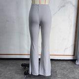 Solid Color Slim Fit Flared Trousers