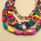 BOHEMIAN MULTI LAYER COLORFUL WOODEN BEAD NECKLACE_CWMM4909