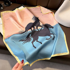 GREEN PATCHWORK SILK SCARF VINTAGE UNICORN DESIGN_CWASC0607