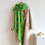 CHECKERED CIRCLE YARN SCARF WINTER LONG WRAP_CWASC1439