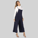 Solid-Color Straight-Leg Overalls Jumpsuit