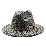 FASHION LEOPARD PRINT WOOLEN HAT JAZZ HAT FELT HAT_CWAH2568