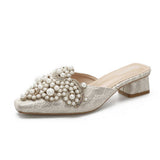 NEW STYLE THICK HEEL PEARL DECORATED SLIPPERS_CWSHS0702