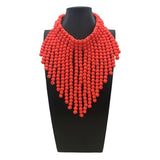 SOLID COLOR WOODEN BEAD TASSEL NECKLACE_CWMM4967