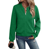 Stand-Up Collar Zip-Up Solid Color Jacket