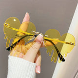 Water Drops Heart Tears Frameless Cut Edge Glasses_Cwasg0350