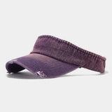 DISTRESSED DENIM VISOR HAT VINTAGE SUNSHADE CAP_CWAH3286