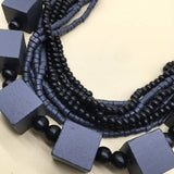 SQUARE WOOD MULTI LAYER WOODEN BEAD NECKLACE_CWMM4975