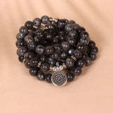 LOTUS PENDANT 108 BLACK GLITTER BEADED BRACELET_CWAJE3930