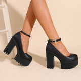 ROUND TOE FLAT BUCKLE PLATFORM HIGH HEELS_CWSHS0648