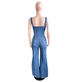 Stylish Casual Sexy Back Strap Denim Romper