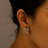 3D BUTTERFLY EARRINGS WITH CZ STAINLESS STEEL_CWMM8921