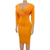 V-Neck Solid Color Hip Sexy Fashion Dress_Cwdsd6161
