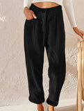 CORDUROY HIGH WAISTED STRAIGHT LEG PANTS_CWBLP0643