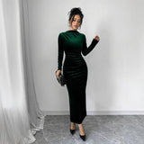 Temperament Solid Color Slim High Waist Dress