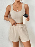 Solid-Color Short Vest And Shorts Set