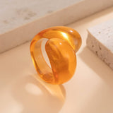 FASHION IRREGULAR DOUBLE WATER DROP PLASTIC RING_CWMM3233