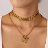 FASHION 18K GOLD BUTTERFLY COLLARBONE CHAIN_CWMM8884