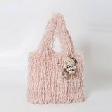 SOFT LAMB FUR TOTE BAG WOMEN FASHION HANDBAG_CUAB00575