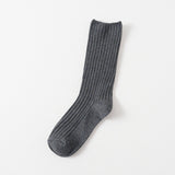 SOLID COLOR VERTICAL STRIPES COTTON CREW SOCKS_CWMS074