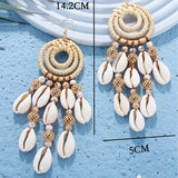 BEACH RESORT STYLE SHELL BEADED EARRINGS_CWAJE1554