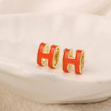 NEW SIMPLE HOLLOW GRID FOUR LEAF EARRINGS_CWAJE3985