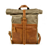 Vintage Waxed Canvas Leather Backpack For Men_Cwab5540