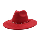 Unisex Suede Wide Brim Fedora Hat Couple Style_Cwah04448