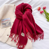 DOUBLE SIDED FAUX CASHMERE SCARF SOLID COLOR SHAWL_CWASC0968