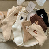 AUTUMN AND WINTER WARM LETTER P MID TUBE SOCKS_CWMS1059