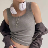 PURE COTTON VEST BOTTOMING CAMISOLE BASIC TANK TOP_CWTTK0793