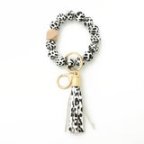 LEOPARD PRINT SILICONE BEAD BRACELET KEYCHAIN_CWMM6874