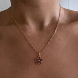 FLOWER DROP OIL FLOWER PENDANT NECKLACE_CWAJE1593