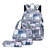 BACKPACKS FOR SCHOOL 3 PIECE PRINT SET FOR GIRLS_CWAB5478