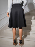 Stretch Knit Mid-Length Skirt With High Waist