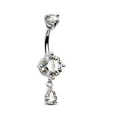 ROUND TEARDROP CZ BELLY RING IN STAINLESS STEEL_CWMM9246