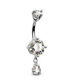 ROUND TEARDROP CZ BELLY RING IN STAINLESS STEEL_CWMM9246