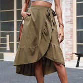 Solid Color Cotton And Linen Skirt_Cwbms0075