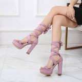 SOLID COLOR NEW SUEDE STRAPPY HIGH HEELS_CWSHS0644