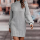 Turtleneck Sweater Women Long-Sleeved Knit Dress