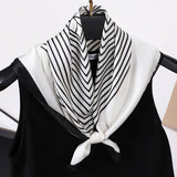 Vintage Letter Print Satin Square Scarf For Women_Cwasc0809