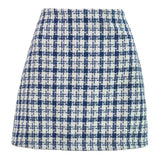 RETRO CHECKERED A LINE SHORT WOOLEN SKIRT_CWBSS0393