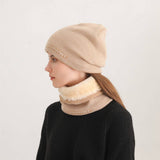 HERRINGBONE HOOD AND SCARF TWO PIECE SET_CWASC1043