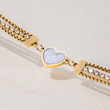 18K GOLD SHELL HEART TRIPLE CHAIN BRACELET ZIRCON_CWAJE4683