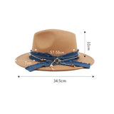 Womens Denim Blue Fabric Band Panama Hat_Cwah1878