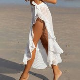 RUFFLED TIE BEACH SKIRT SEXY SUN PROOF DESIGN_CWBLS0469