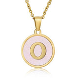 ROUND 18K GOLD STAINLESS STEEL 26LETTERS NECKLACE_CWAJE0683
