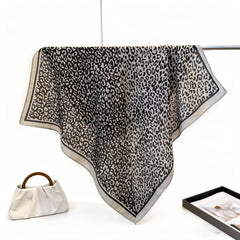 Leopard Herringbone Color Block Silk Scarf_Cwasc03315