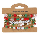 Cwmm10448_Christmas Charm Beaded Bracelet Snowman Tree Gift