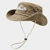 Vintage Wide Brim Sun Hat For Hiking Camping_Cwah3887